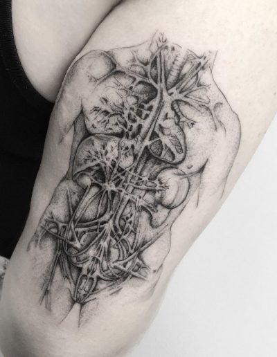 gergo augusztiny hungary budapest leonardo da vinci human anatomy fineline tattooan anatomy tattoo